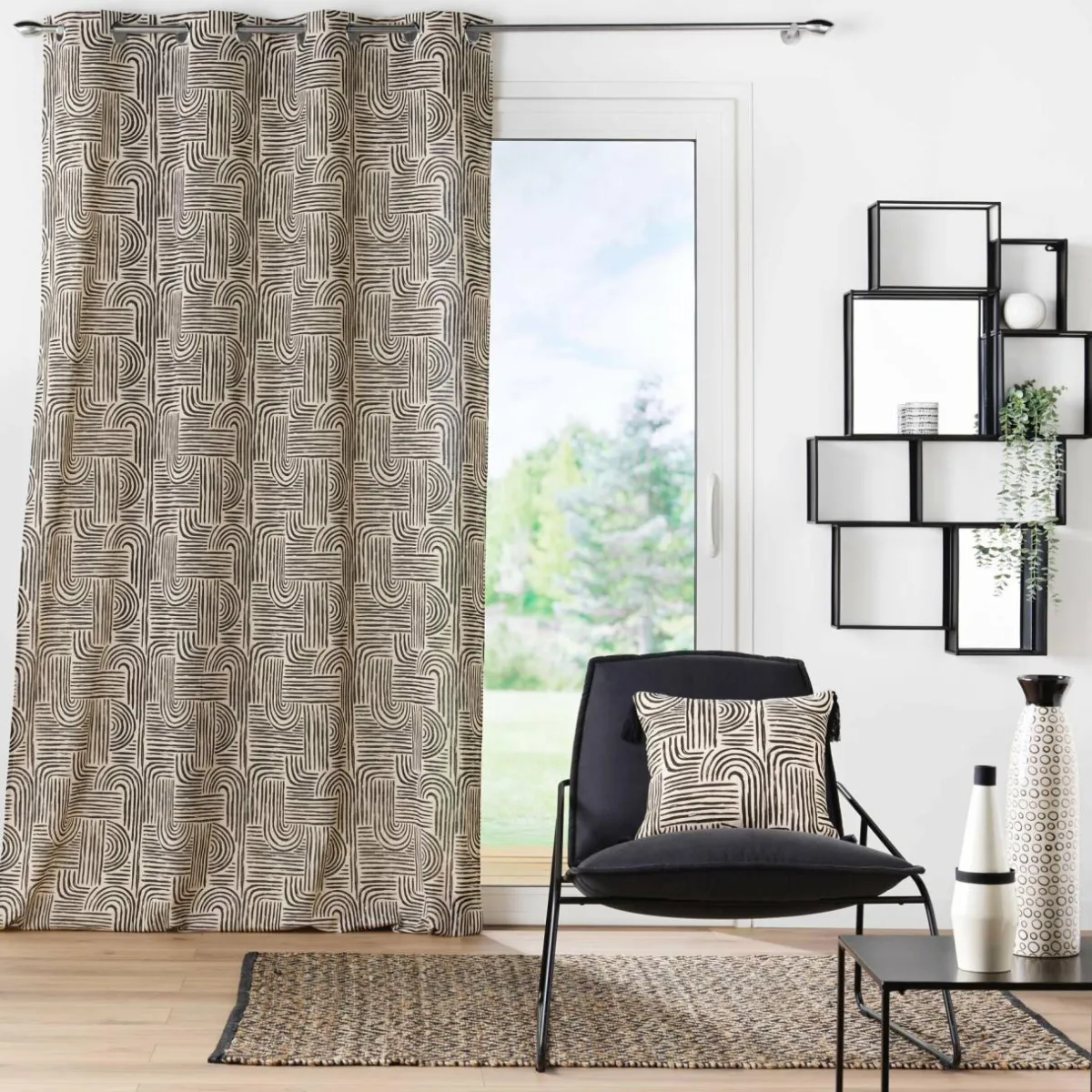 DOUCEUR D'INTERIEUR Rideau oeillets (140 x 240 cm) Pandore Noir Clearance