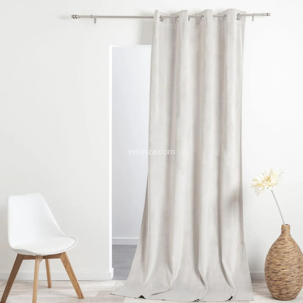 ATMOSPHERA Rideau oeillets (140 X 260 cm) Velours Ivoire Hot