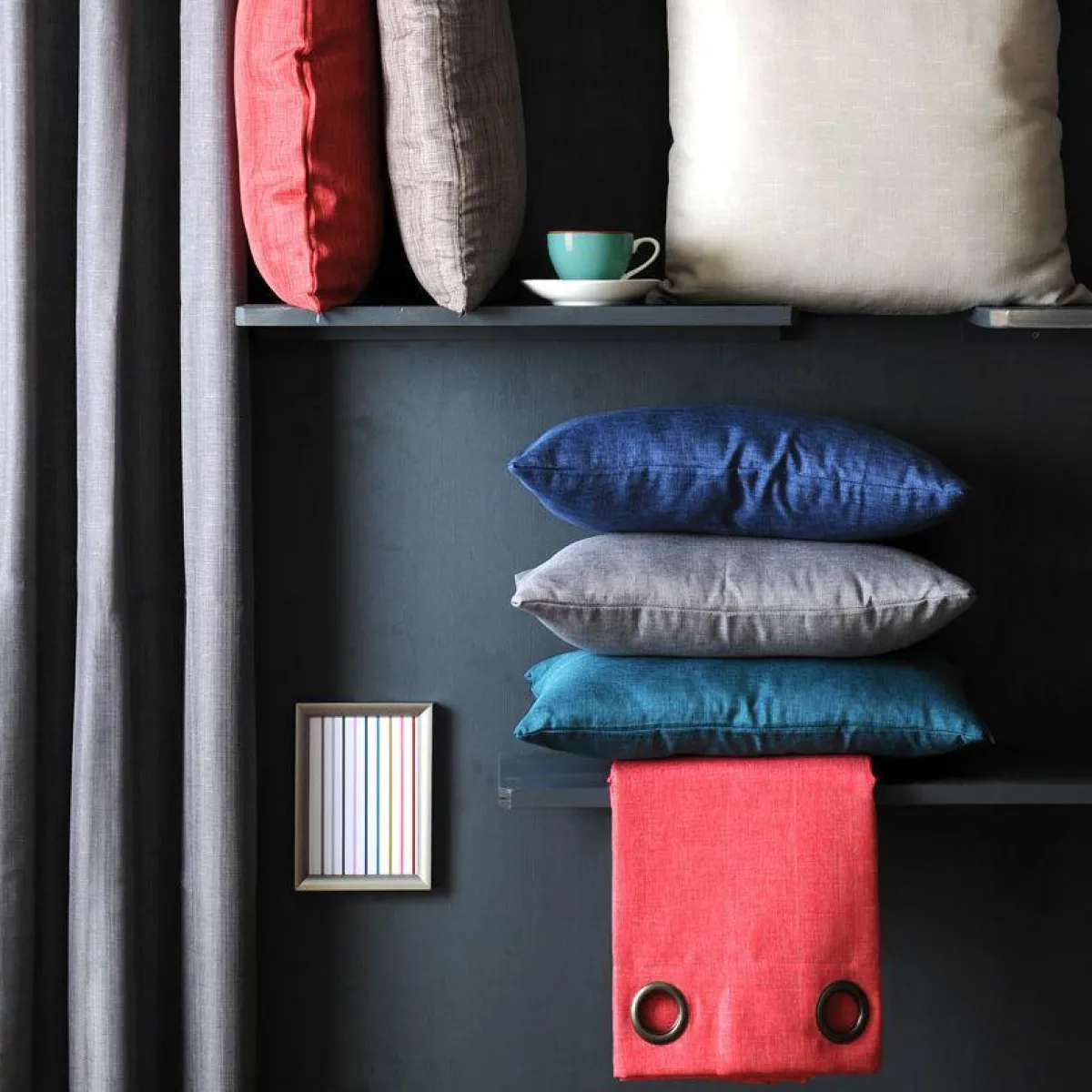 LOVELY CASA Rideau oeillets (140 x H260 cm) Béa Bleu canard Sale