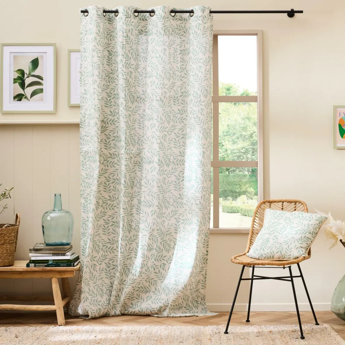 douceur d'intu017drieur Rideau polycoton (140 x 240 cm) Naya Vert sauge Hot