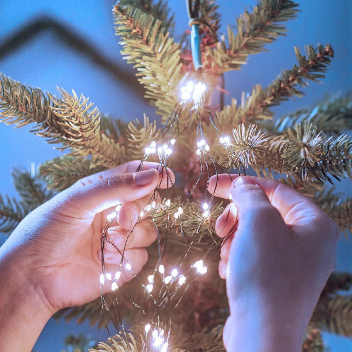 KAEMINGK Rideau pour sapin H1,80 m 408 Micro LED Flashing light Blanc froid Sale