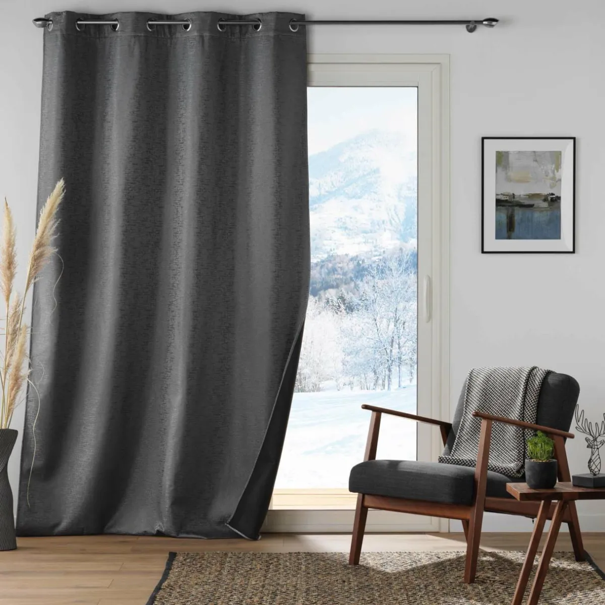DOUCEUR D'INTERIEUR Rideau thermique isolant (140 x 260 cm) Polarine Gris Anthracite Outlet