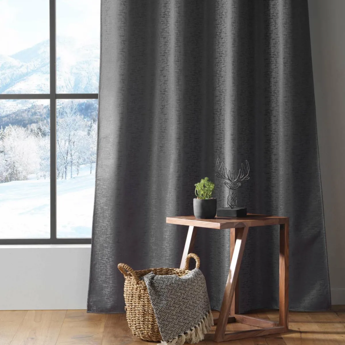 DOUCEUR D'INTERIEUR Rideau thermique isolant (140 x 260 cm) Polarine Gris Anthracite Outlet