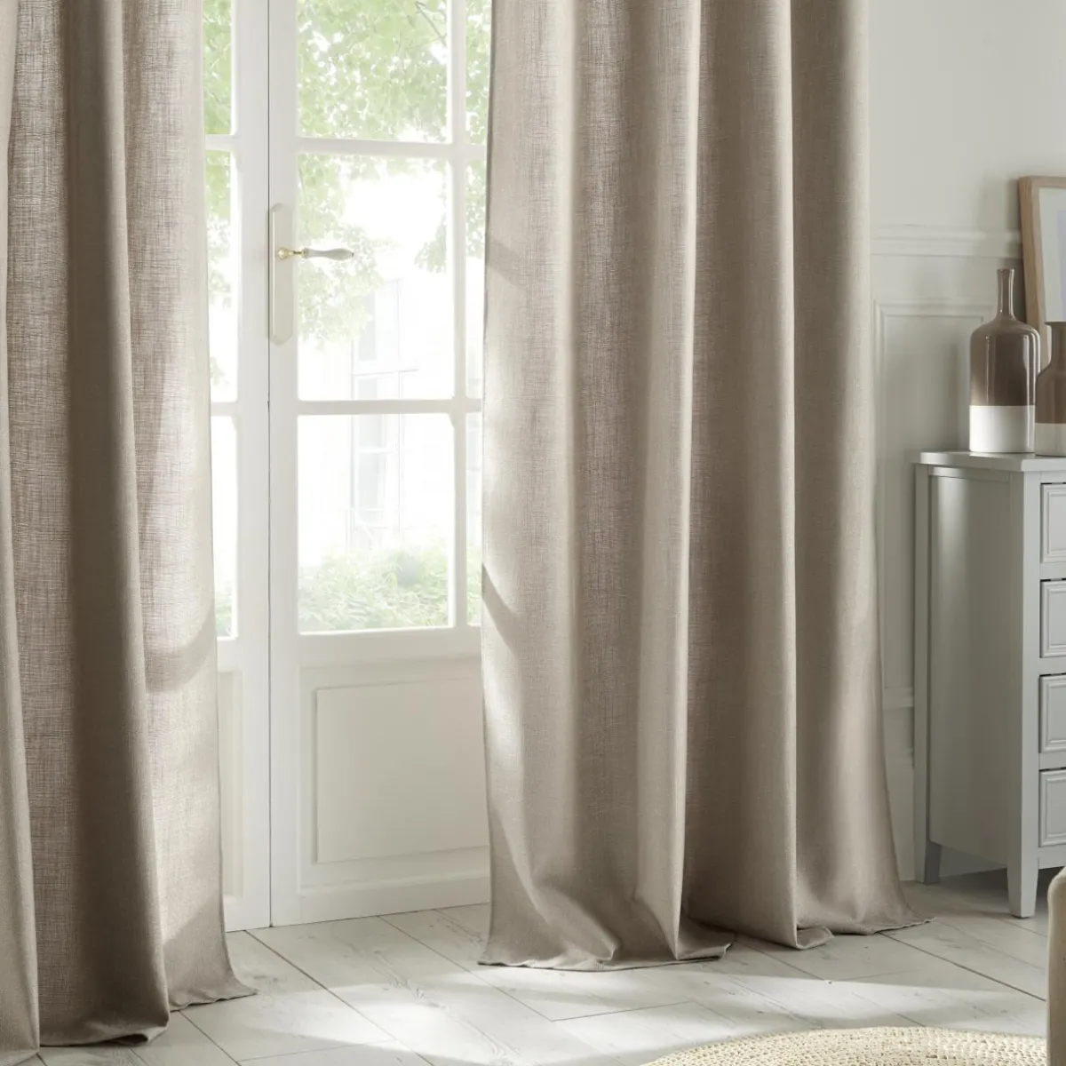 Atmosphera, cru017dateur d'intu017drieur Rideau tissé (140 x 260 cm) Clem lin Beige New
