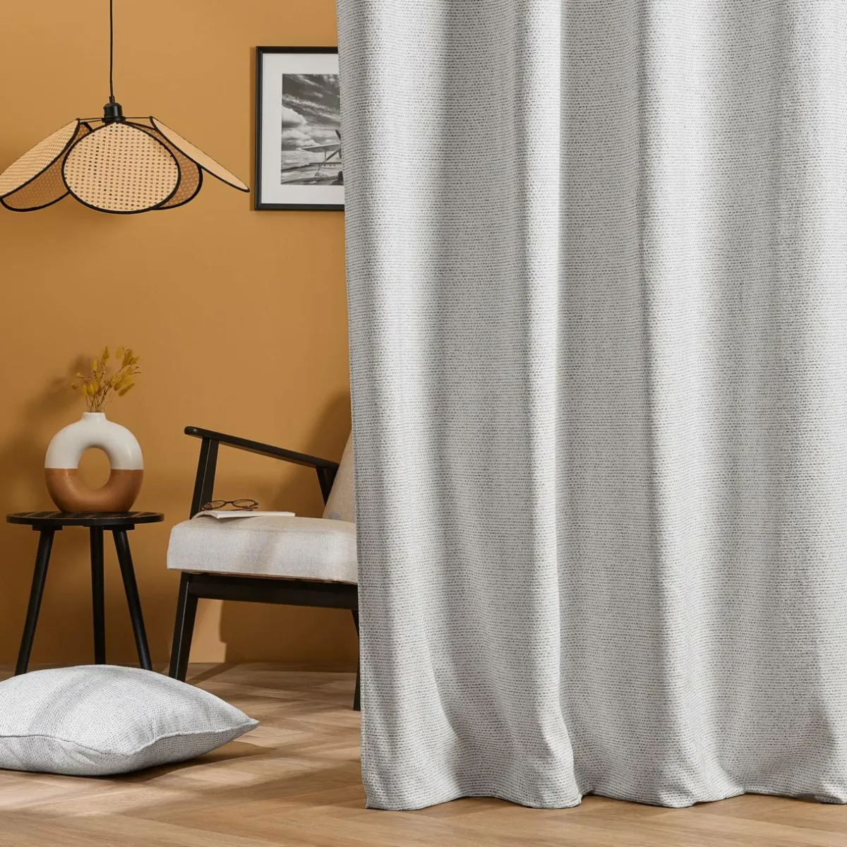 EMINZA Rideau tissage jacquard (140 x 240 cm) Oscar perle Gris New