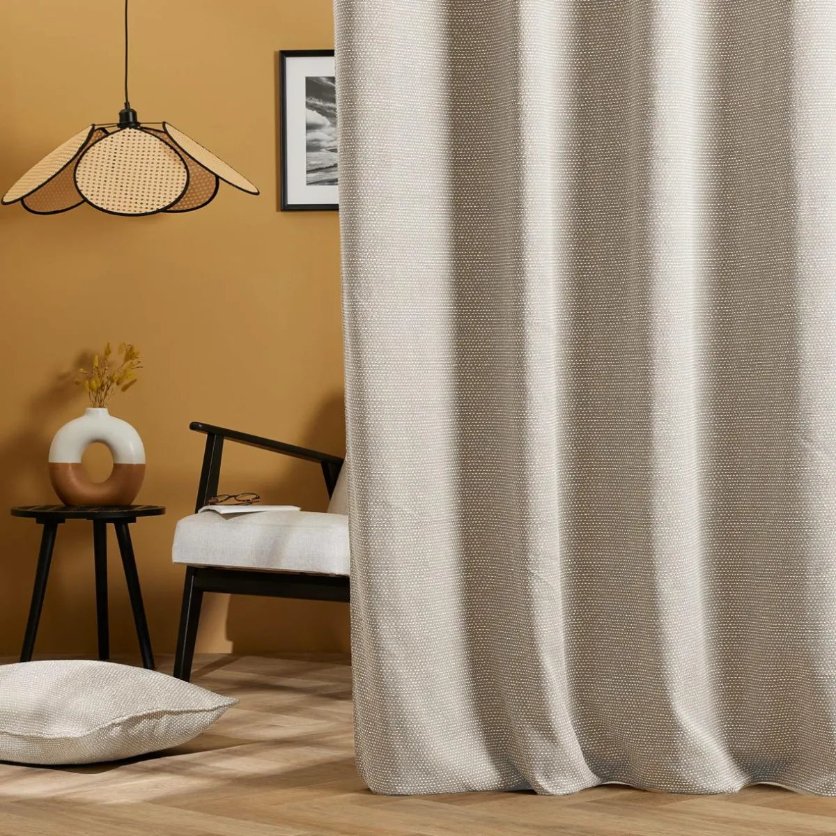 EMINZA Rideau tissage jacquard (140 x 240 cm) Oscar Taupe New