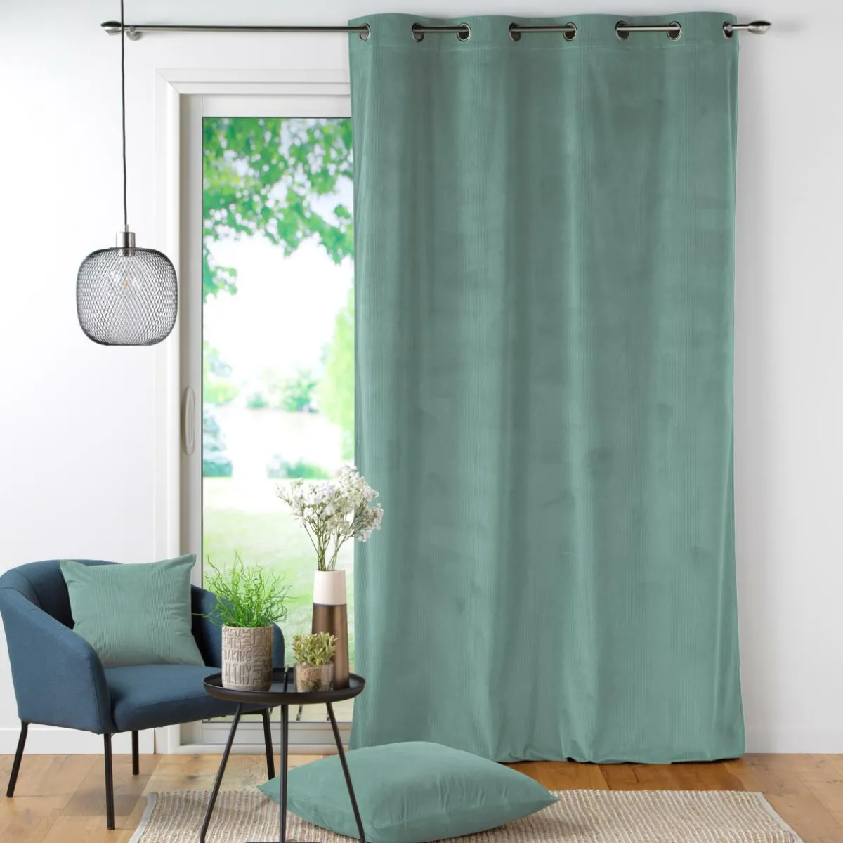 douceur d'intu017drieur Rideau velours (140 x 260 cm) Casual Vert sauge Outlet