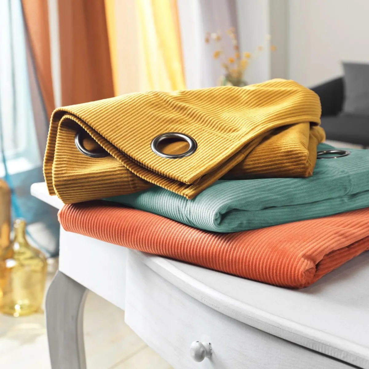 douceur d'intu017drieur Rideau velours (140 x 260 cm) Casual Vert sauge Outlet