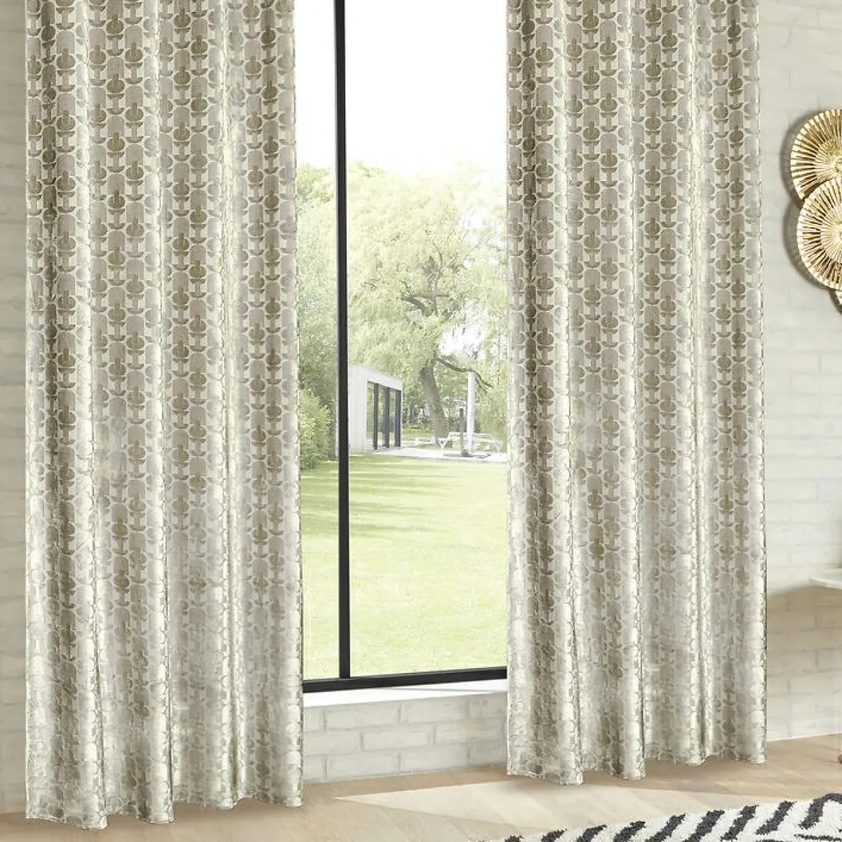 Atmosphera, cru017dateur d'intu017drieur Rideau velours (140 x 260 cm) Luna Ecru