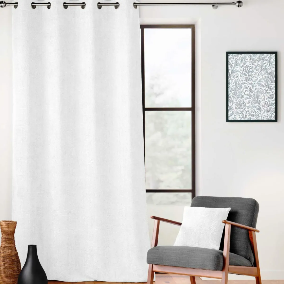 douceur d'intu017drieur Rideau velours chenille (140 x 260 cm) Leo Blanc Discount