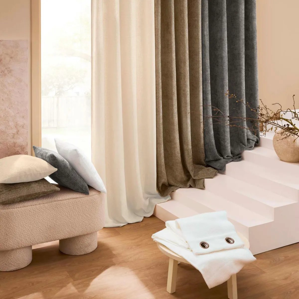 douceur d'intu017drieur Rideau velours chenille (140 x 260 cm) Leo Blanc Discount