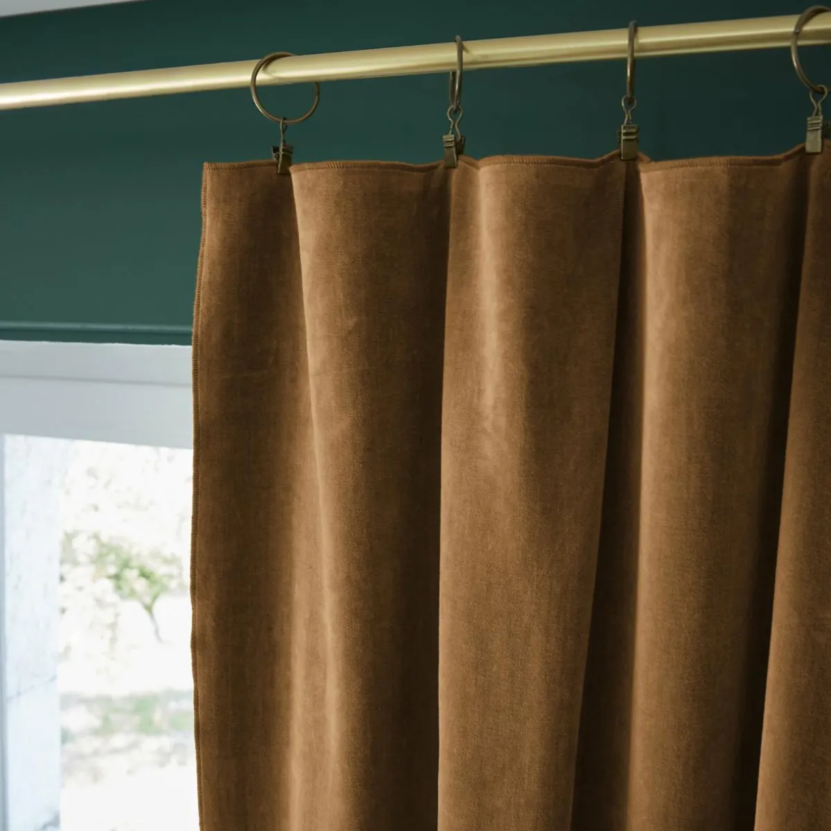 EMINZA Rideau velours de coton ajustable (140 x max 270 cm) Victor Camel Sale