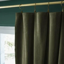 EMINZA Rideau velours de coton ajustable (140 x max 270 cm) Victor thym Vert Discount
