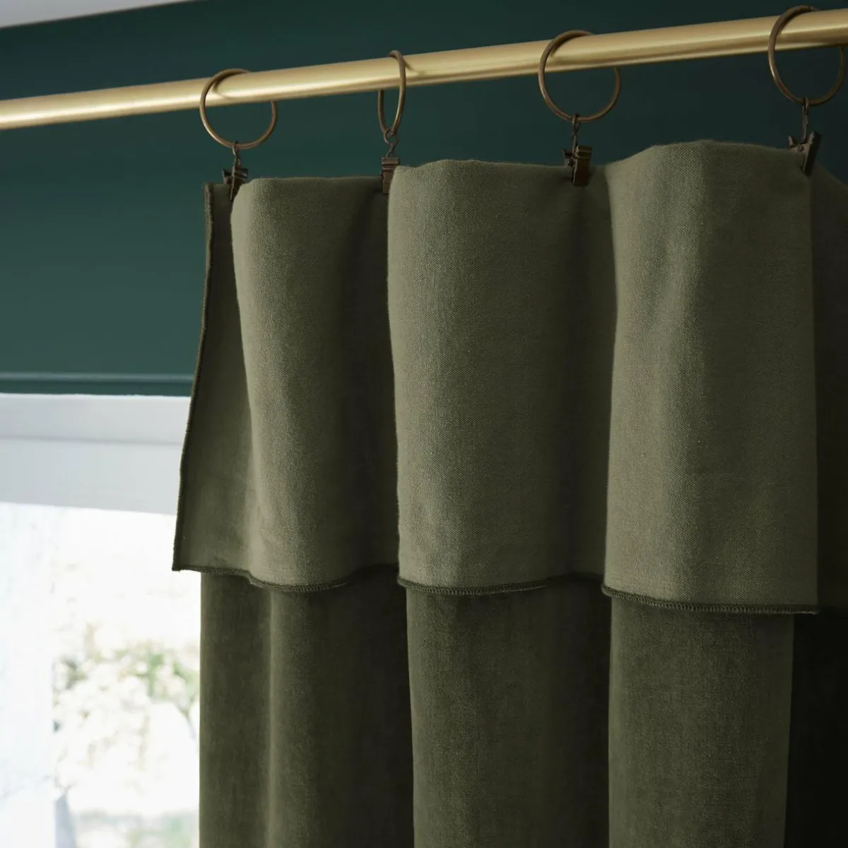EMINZA Rideau velours de coton ajustable (140 x max 270 cm) Victor thym Vert Discount