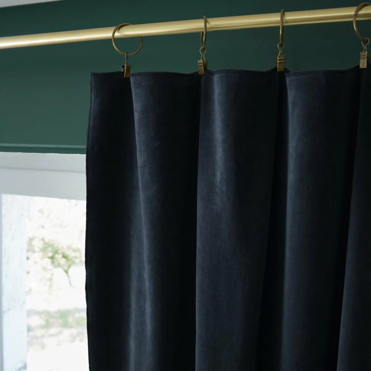 EMINZA Rideau velours de coton ajustable (140 x max 270 cm) Victor Bleu nuit Outlet