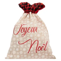 Feeric Lights & Christmas Sac cadeau en jute (H70 cm) Écosse et flocons Rouge Discount