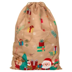 JJA Sac cadeau en jute (H70 cm) Lutin et Père Noël Beige Multicolore Sale
