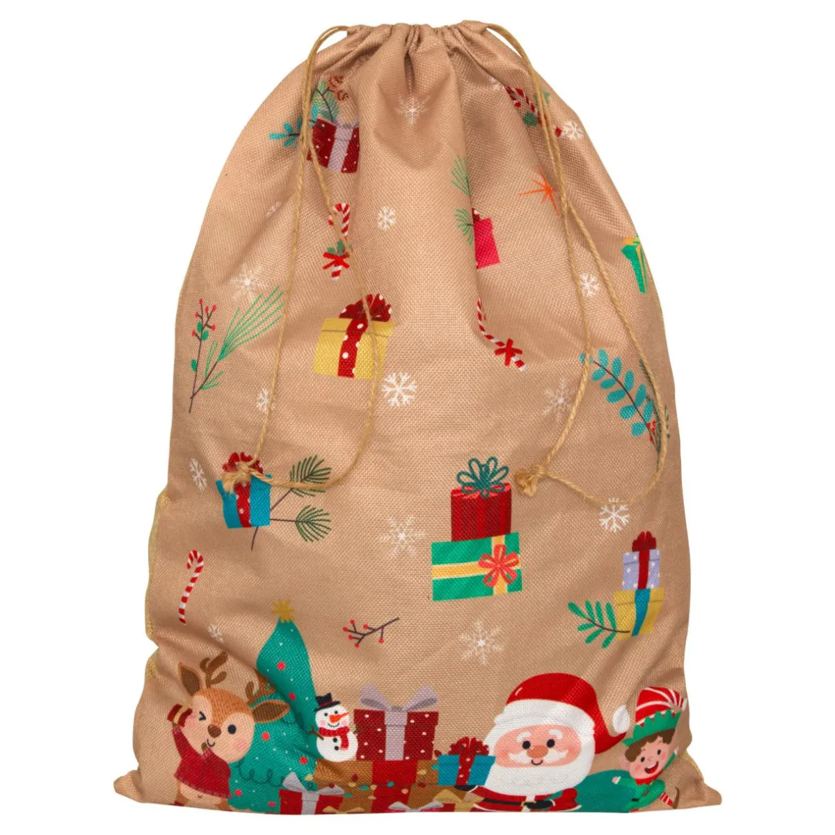 JJA Sac cadeau en jute (H70 cm) Lutin et Père Noël Beige Multicolore Sale