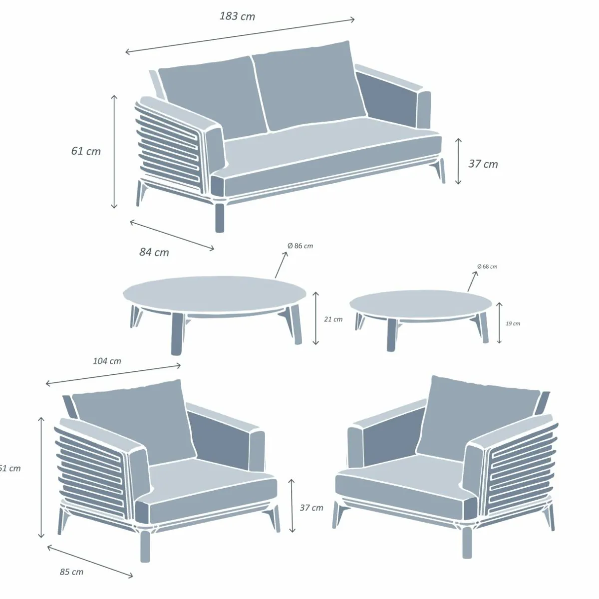 MOBELLIA Salon de jardin aluminium 4 places 5 pcs Monte Carlo Gris anthracite et taupe Anthracite - Taupe Sale