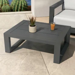 MOBELLIA Salon de jardin aluminium 4 places 4 pcs Elba Gris anthracite et gris clair Anthracite - Gris Clair Best