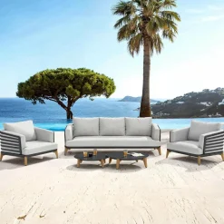 MOBELLIA Salon de jardin aluminium 5 places 5 pcs Monte Carlo Gris anthracite et gris clair Anthracite - Gris Clair