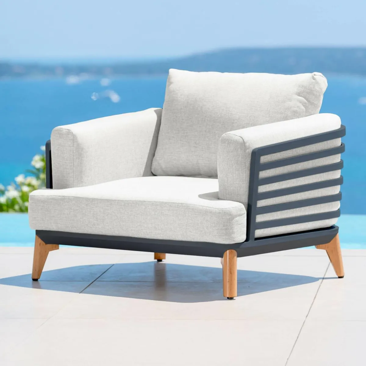 MOBELLIA Salon de jardin aluminium 9 places 12 pcs Monte Carlo Gris anthracite et gris clair Anthracite - Gris Clair Best