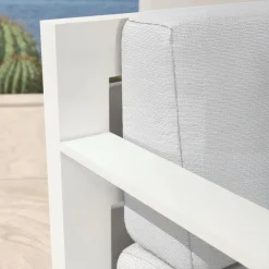 MOBELLIA Salon de jardin aluminium 4 places 4 pcs Elba Blanc et gris clair Blanc - Gris Clair