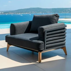 MOBELLIA Salon de jardin aluminium 4 places 5 pcs Monte Carlo Gris Anthracite