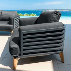 MOBELLIA Salon de jardin aluminium 2 places 3 pcs Monte Carlo Gris Anthracite Online