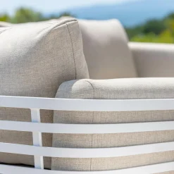 MOBELLIA Salon de jardin aluminium 9 places 12 pcs Monte Carlo Blanc et taupe Blanc - Taupe Discount