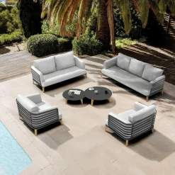 MOBELLIA Salon de jardin aluminium 7 places 6 pcs Monte Carlo Gris anthracite et gris clair Anthracite - Gris Clair Clearance