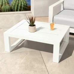 MOBELLIA Salon de jardin aluminium 7 places 5 pcs Elba Blanc et gris clair Blanc - Gris Clair Online