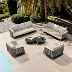MOBELLIA Salon de jardin aluminium 8 places 6 pcs Monte Carlo Gris anthracite et taupe Anthracite - Taupe Online