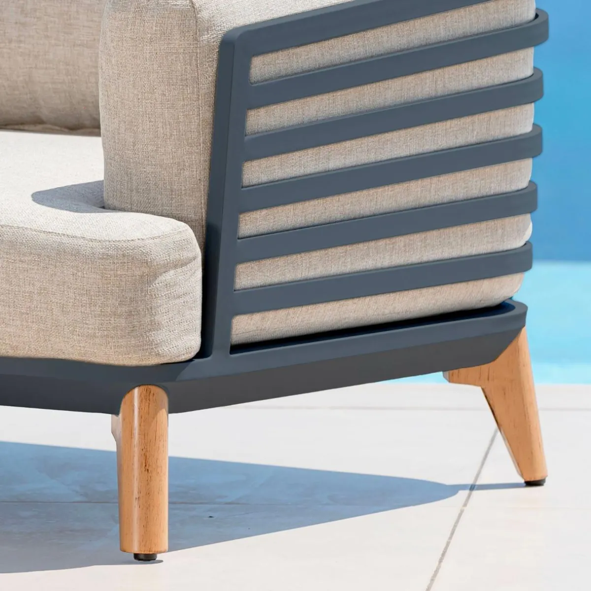 MOBELLIA Salon de jardin aluminium 8 places 6 pcs Monte Carlo Gris anthracite et taupe Anthracite - Taupe Online