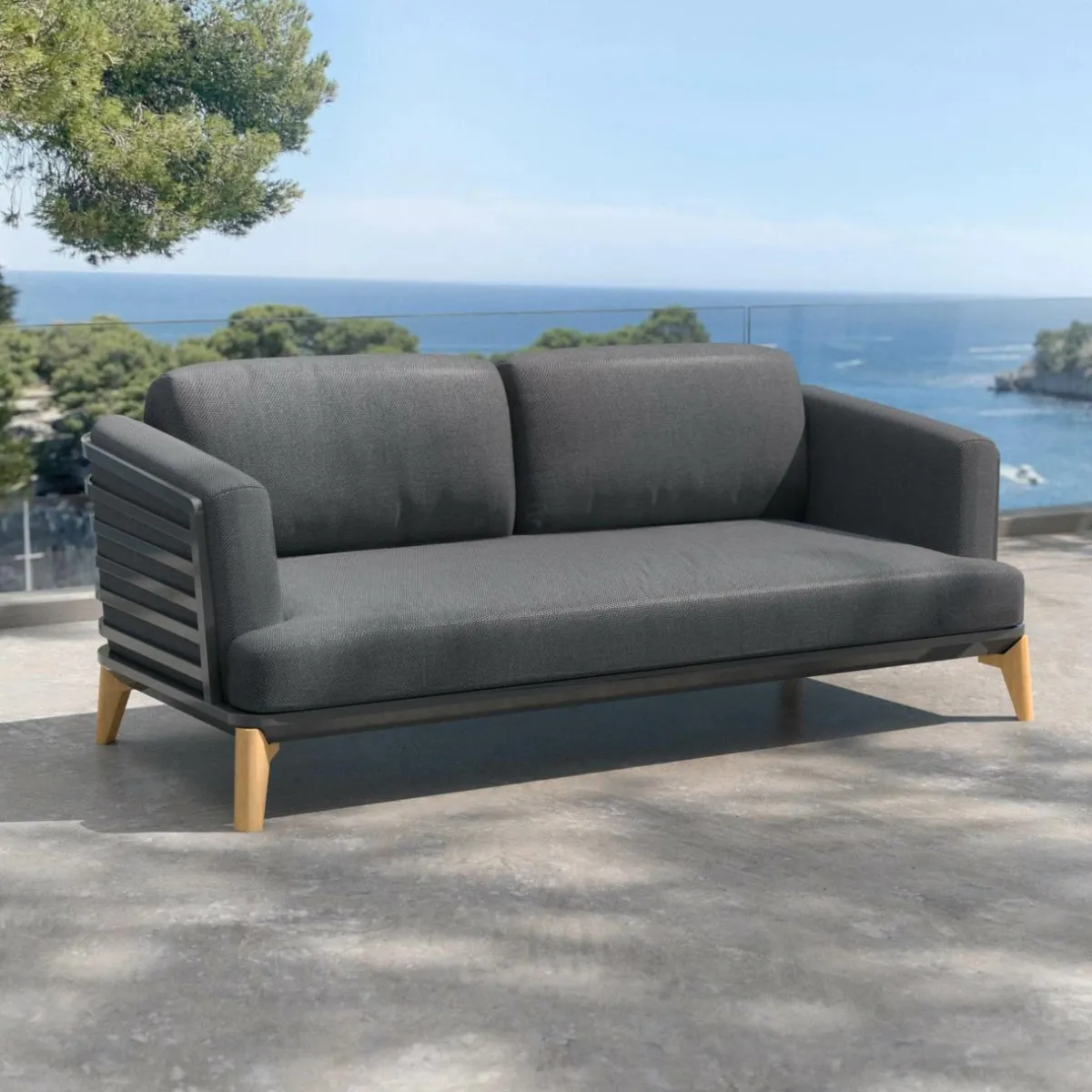 MOBELLIA Salon de jardin aluminium 5 places 4 pcs Monte Carlo Gris Anthracite Sale