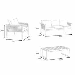 MOBELLIA Salon de jardin aluminium et bois teck 5 places Bali Gris et ardoise Anthracite Clearance