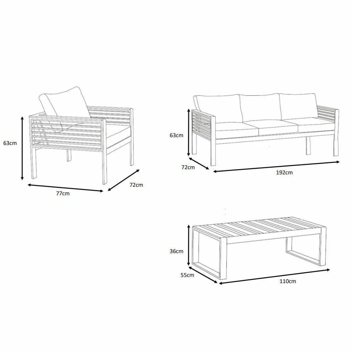 MOBELLIA Salon de jardin aluminium et bois teck 5 places Bali Gris et ardoise Anthracite Clearance