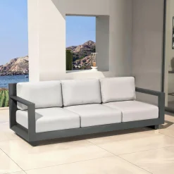 MOBELLIA Salon de jardin aluminium 5 places 4 pcs Elba Gris anthracite et gris clair Anthracite - Gris Clair Sale