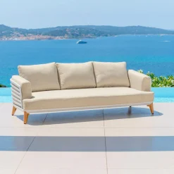 MOBELLIA Salon de jardin aluminium 5 places 5 pcs Monte Carlo Blanc et beige Blanc - Beige Online