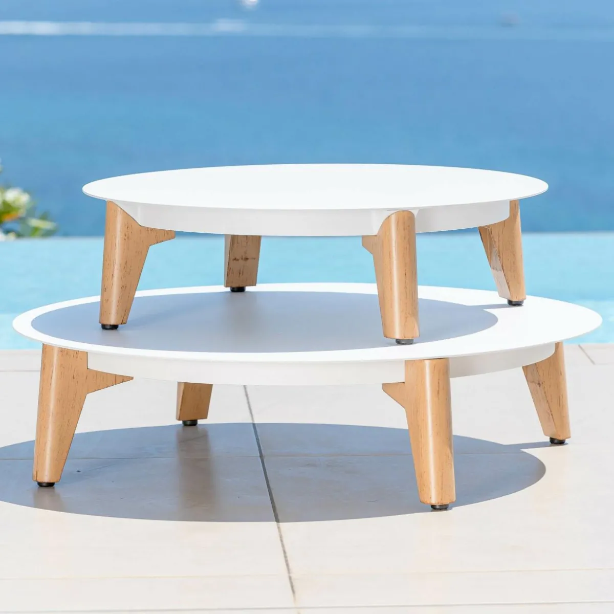 MOBELLIA Salon de jardin aluminium 5 places 5 pcs Monte Carlo Blanc et beige Blanc - Beige Online