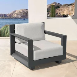 MOBELLIA Salon de jardin aluminium 7 places 5 pcs Elba Gris anthracite et gris clair Anthracite - Gris Clair Discount
