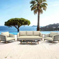 MOBELLIA Salon de jardin aluminium 5 places 5 pcs Monte Carlo Gris anthracite et beige Anthracite - Beige Hot