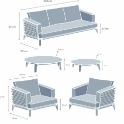MOBELLIA Salon de jardin aluminium 5 places 5 pcs Monte Carlo Gris anthracite et beige Anthracite - Beige Hot