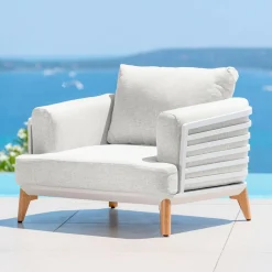 MOBELLIA Salon de jardin aluminium 4 places 5 pcs Monte Carlo Blanc et gris clair Blanc - Gris Clair