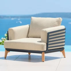 MOBELLIA Salon de jardin aluminium 2 places 3 pcs Monte Carlo Gris anthracite et beige Anthracite - Beige Discount