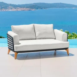 MOBELLIA Salon de jardin aluminium 5 places 4 pcs Monte Carlo Gris anthracite et gris clair Anthracite - Gris Clair Hot