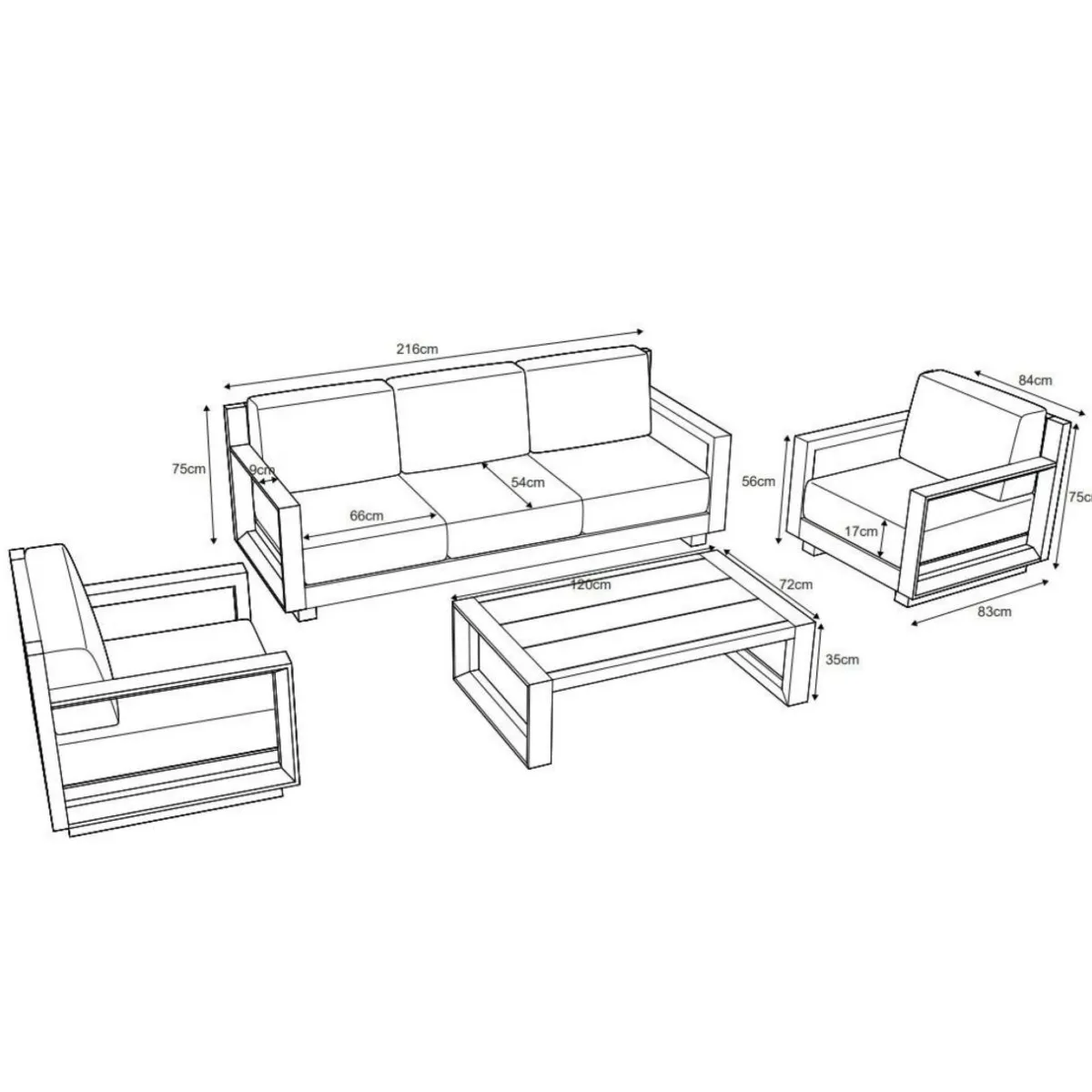 MOBELLIA Salon de jardin aluminium 5 places 4 pcs Elba Blanc et taupe Blanc - Taupe New