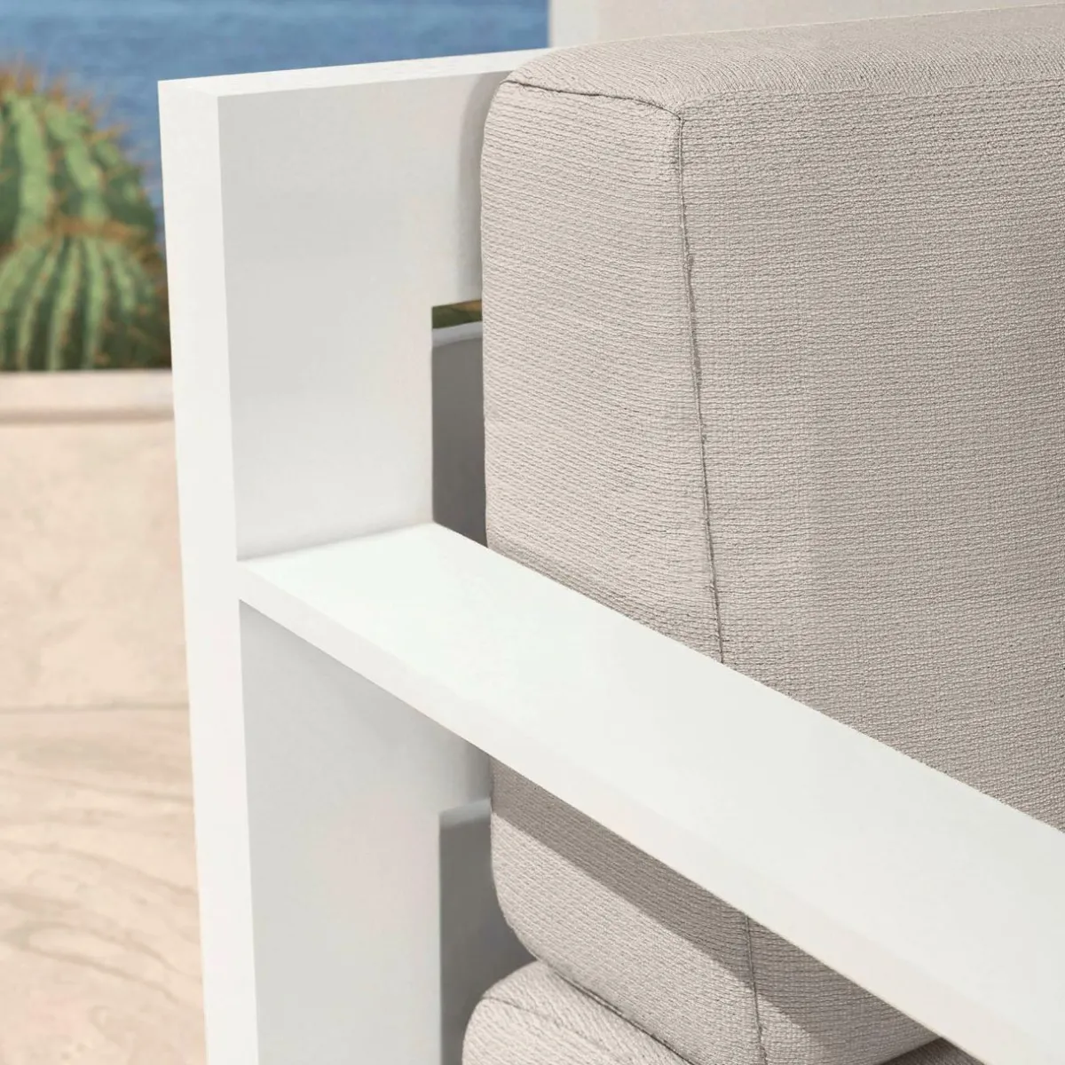 MOBELLIA Salon de jardin aluminium 5 places 4 pcs Elba Blanc et taupe Blanc - Taupe New