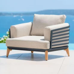 MOBELLIA Salon de jardin aluminium 5 places 5 pcs Monte Carlo Gris anthracite et taupe Anthracite - Taupe Online