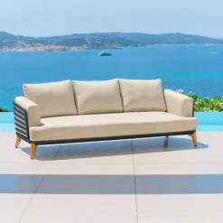 MOBELLIA Salon de jardin aluminium 9 places 12 pcs Monte Carlo Gris anthracite et beige Anthracite - Beige Outlet